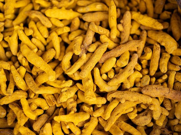 Cured turmeric fingers at the market